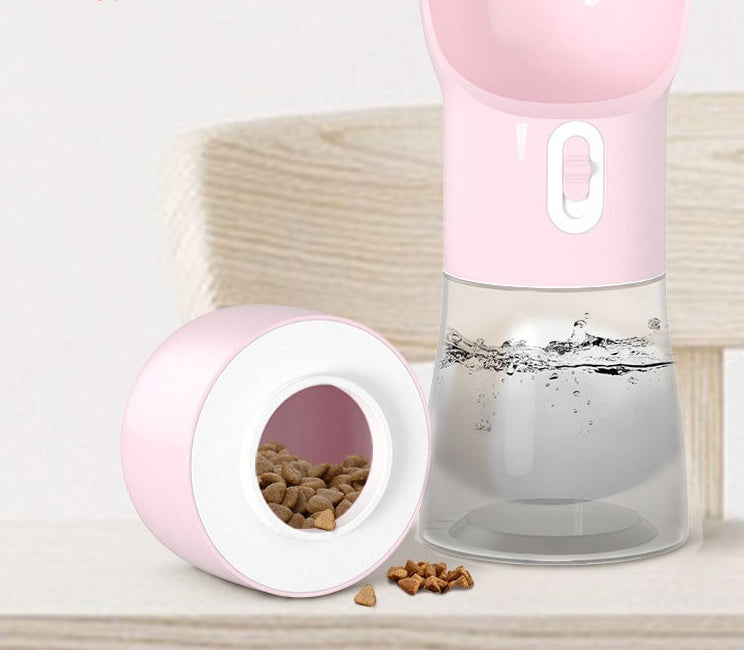 2-in-1 Portable Dog Water Bottle & Food Container – Leak-Proof Pet Travel Dispenser for Dogs & Cats