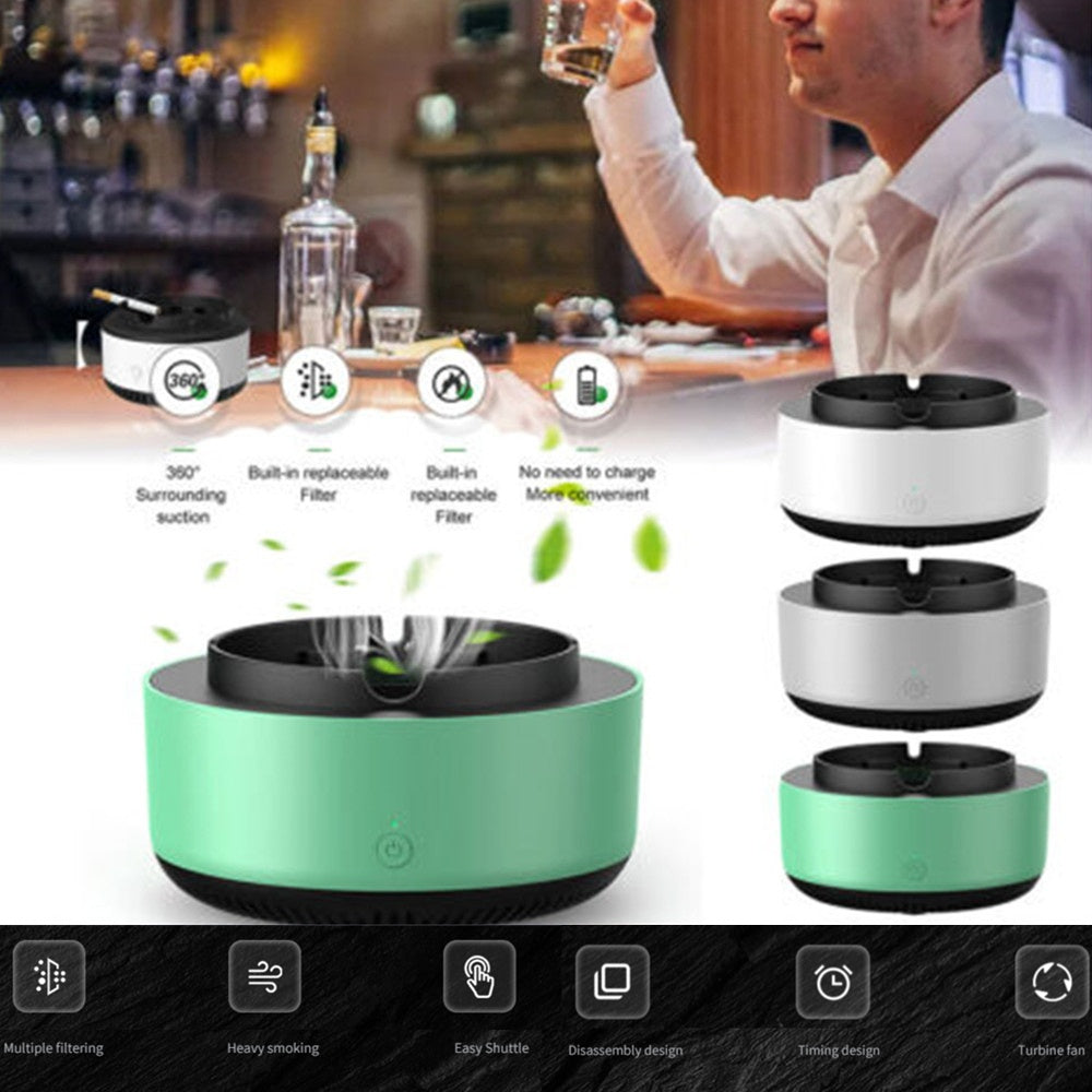 Portable Smokeless Ashtray with Air Purifier – Automatic Anion Purification, Odor Eliminator & Smoke Remover for Home, Office & Car
