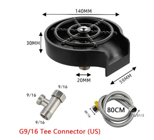 “High-Pressure Cup Washer for Kitchen Sink – Automatic Glass Rinser for Bar, Coffee Shop, Restaurant, and Home Use – Quick Cup Cleaning Tool with ABS Material”