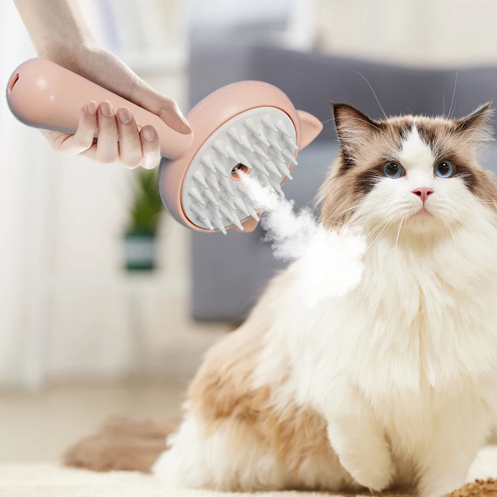 Pet Grooming Brush with Steam Function – Cat & Dog Deshedding Comb, Massage Brush for Long & Short Hair, Self-Cleaning Pet Hair Remover