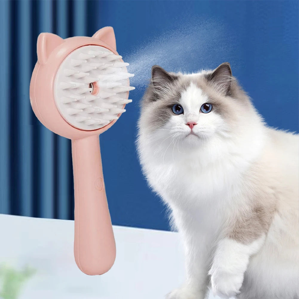 Pet Grooming Brush with Steam Function – Cat & Dog Deshedding Comb, Massage Brush for Long & Short Hair, Self-Cleaning Pet Hair Remover