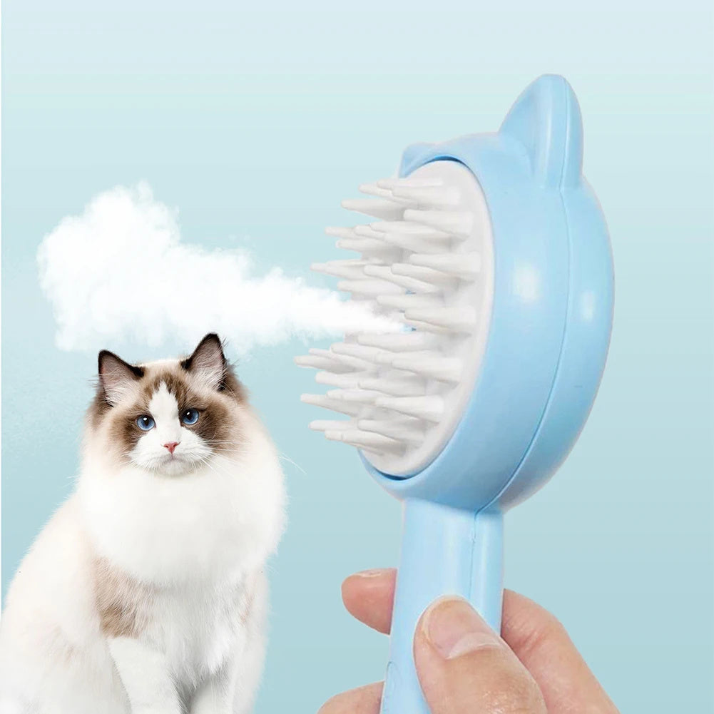 Pet Grooming Brush with Steam Function – Cat & Dog Deshedding Comb, Massage Brush for Long & Short Hair, Self-Cleaning Pet Hair Remover