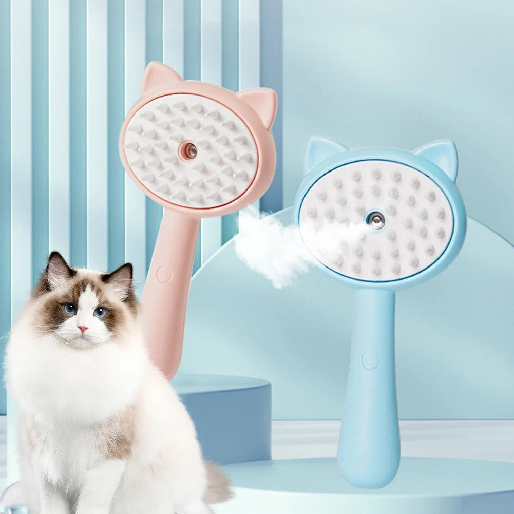 Pet Grooming Brush with Steam Function – Cat & Dog Deshedding Comb, Massage Brush for Long & Short Hair, Self-Cleaning Pet Hair Remover