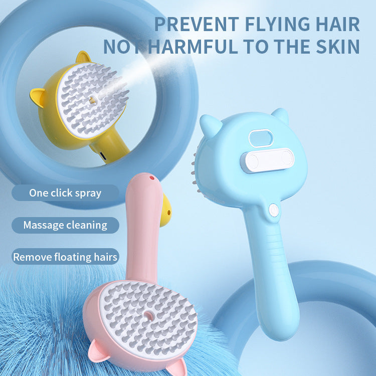 Pet Grooming Brush with Steam Function – Cat & Dog Deshedding Comb, Massage Brush for Long & Short Hair, Self-Cleaning Pet Hair Remover