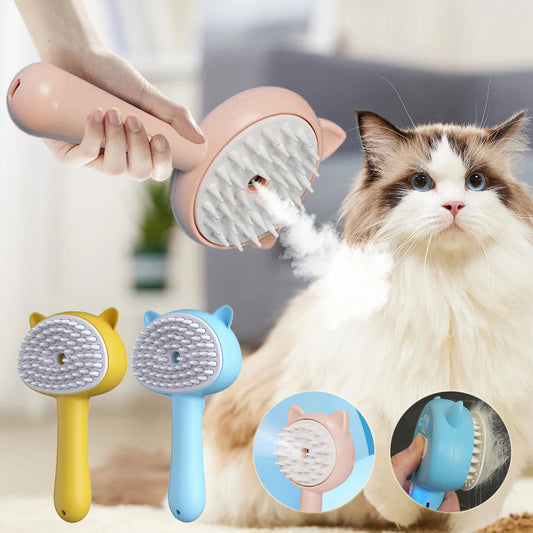 Pet Grooming Brush with Steam Function – Cat & Dog Deshedding Comb, Massage Brush for Long & Short Hair, Self-Cleaning Pet Hair Remover